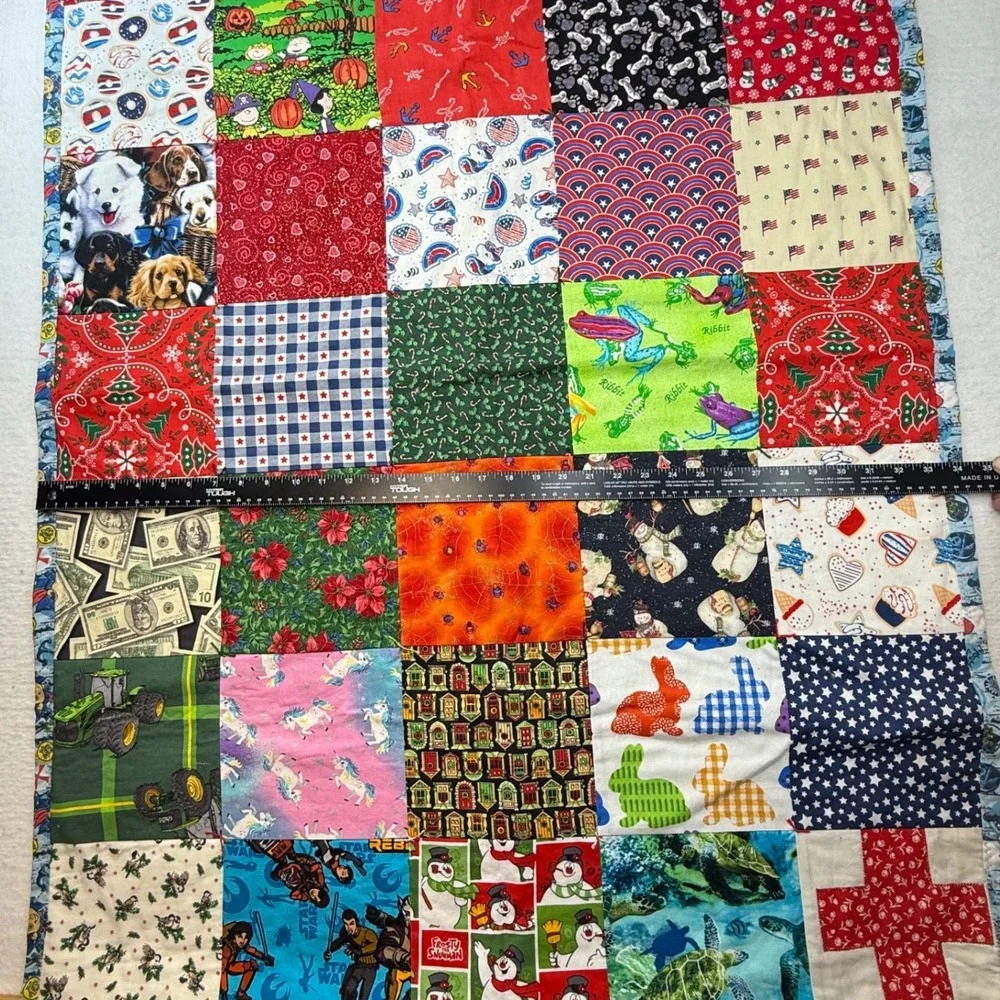 Handmade‎ Patchwork Quilt Throw Blanket halloween Dogs Money Christmas